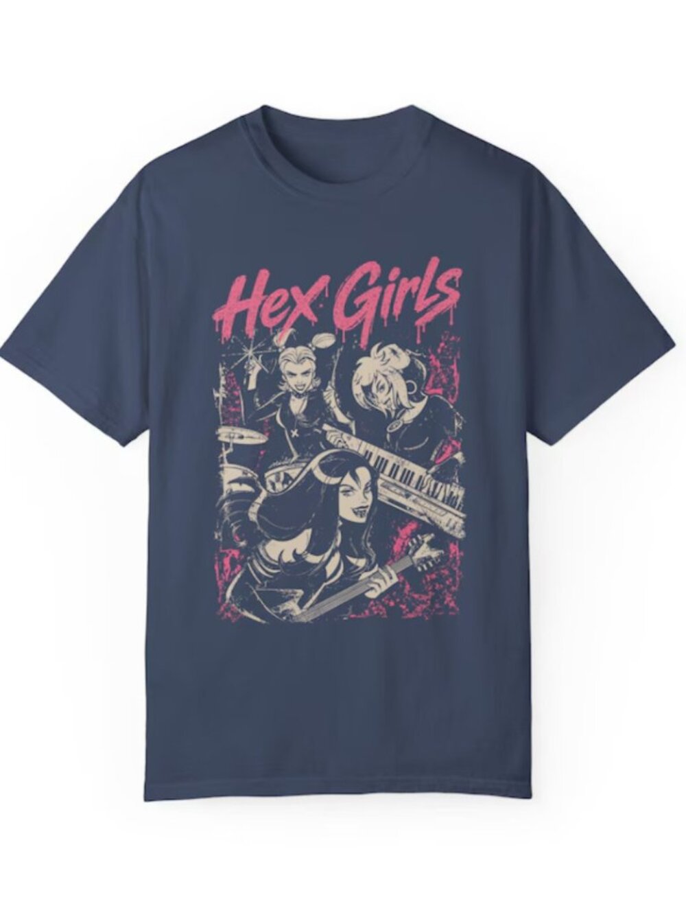 Hex Girls Scooby Doo Band Graphic Tee Navy Blue Rock Band T-Shirt